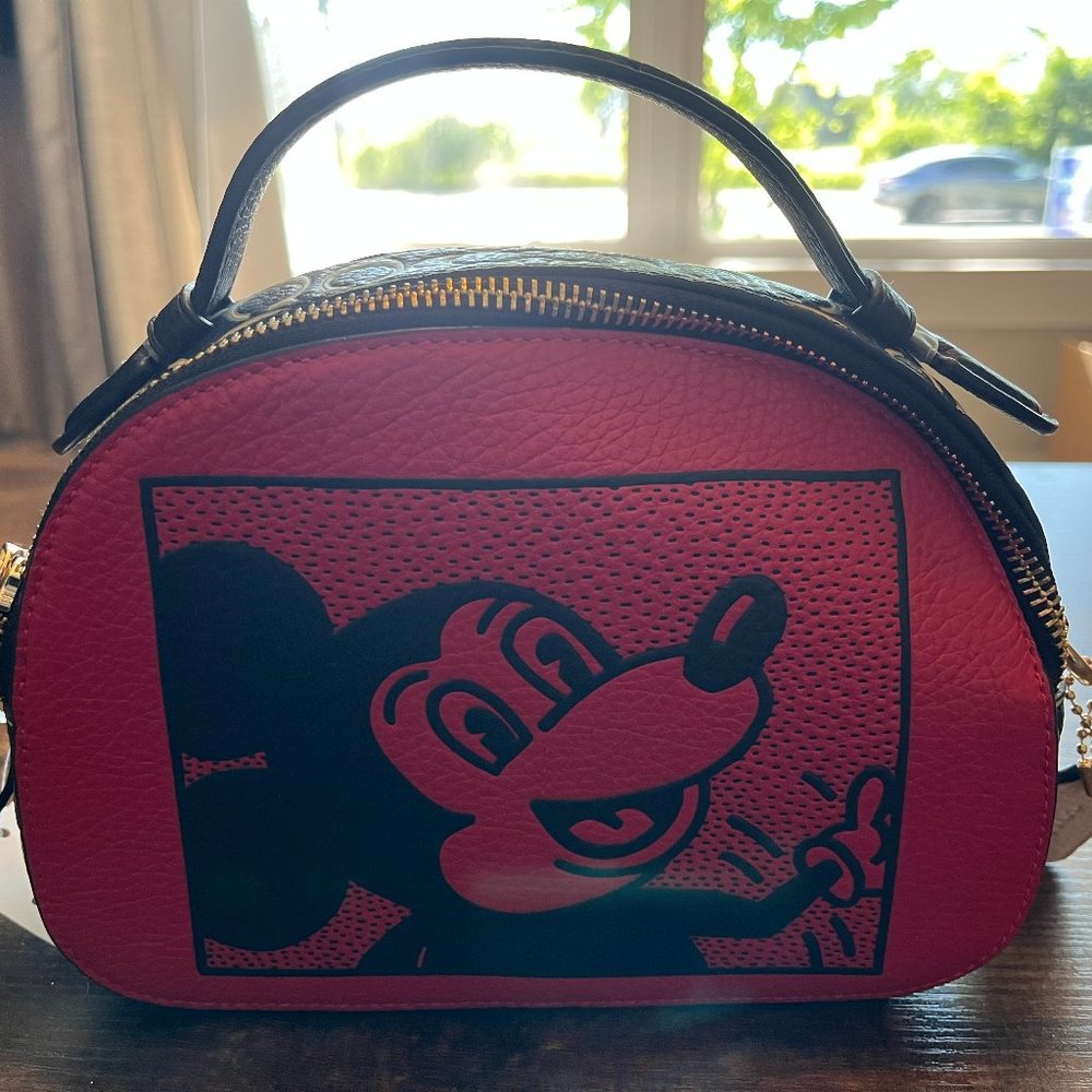 Coach X Keith Haring Disney Mickey Mouse Serena Satchel Bag Elec Red